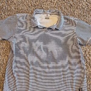 R Men’s Striped Polo Shirt - Navy and White